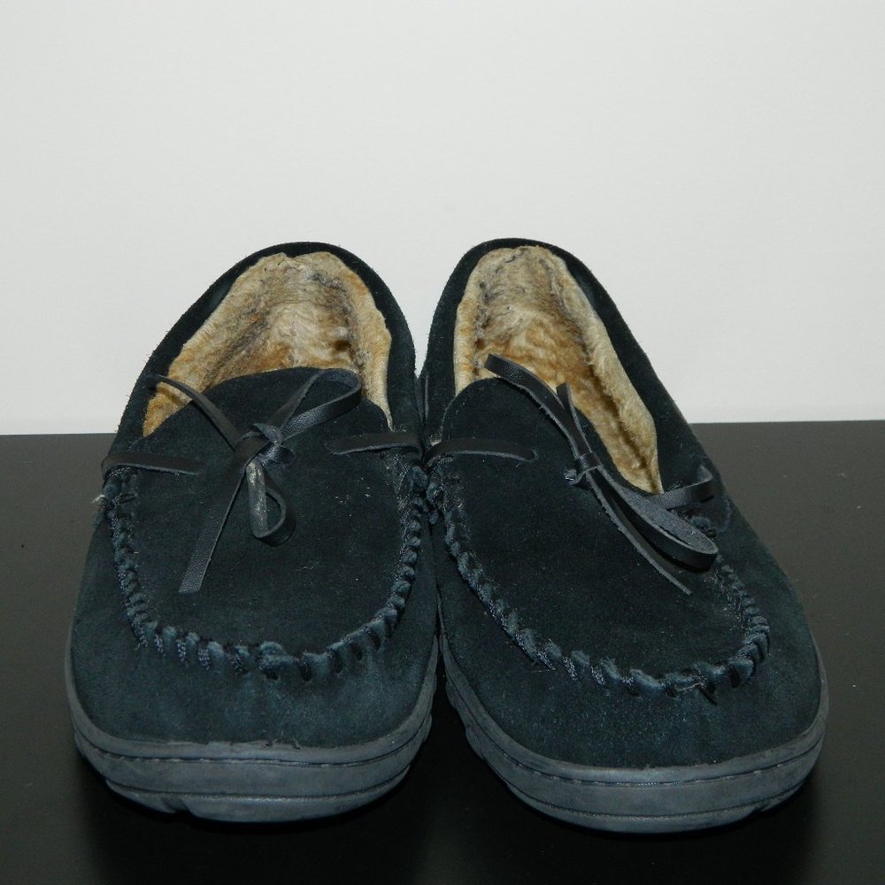 Chaps Black Moccasin Slippers Suede Men Size 11-12